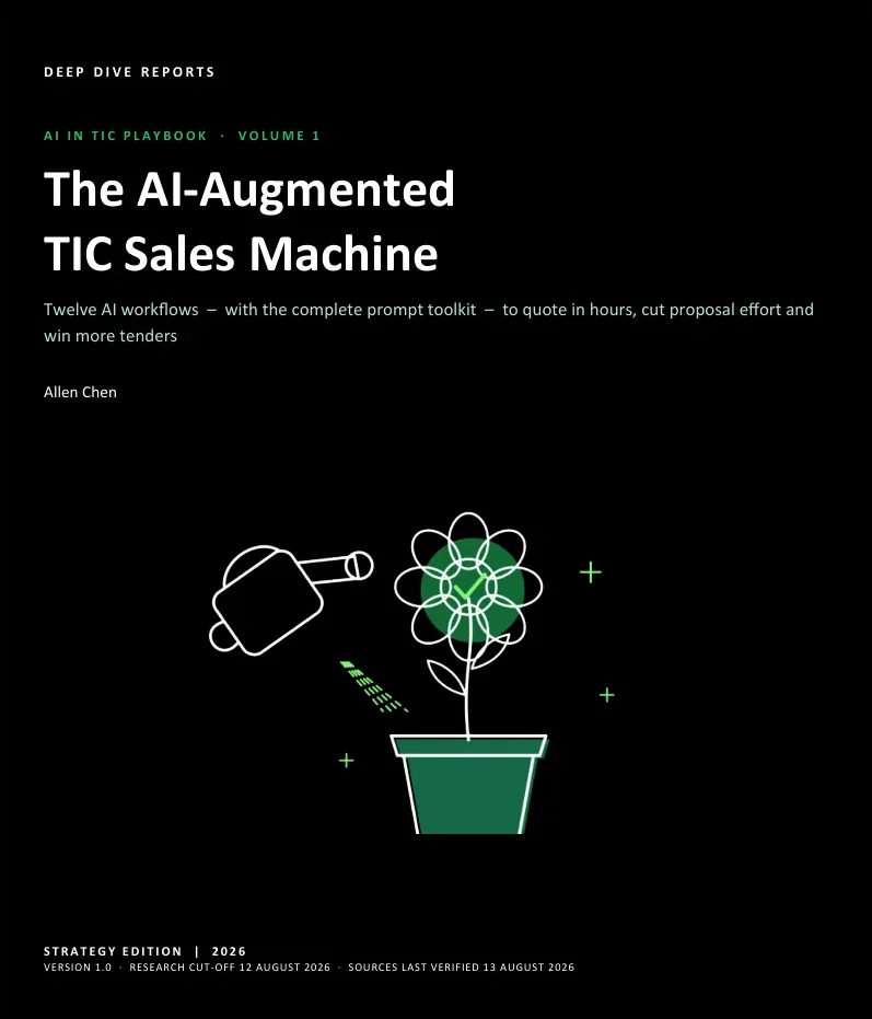 Cover of AI in TIC Playbook Volume 1, The AI-Augmented TIC Sales Machine, by Allen Chen